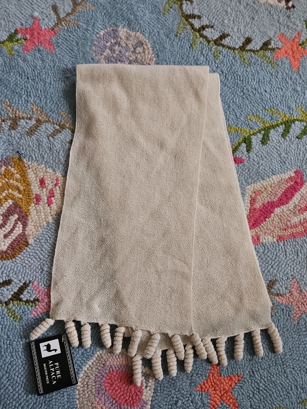 Pure Alpaca Cream Home Scarf